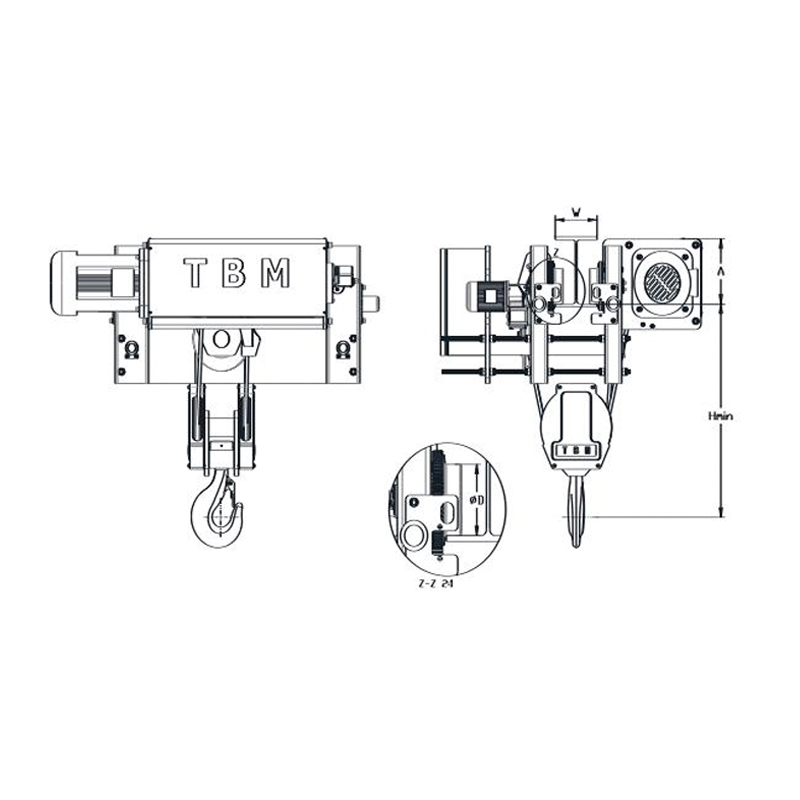 بالابر طناب سیمی SHA7 کم فضای سر